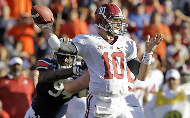 AJ McCarron -- unbeaten in two Iron Bowl starts -- gets his stiffest test against Auburn. (USATSI)