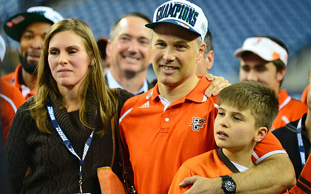 Dave Clawson got a moment to celebrate with his family after Bowling Green's victory in the MAC title game. (USATSI)