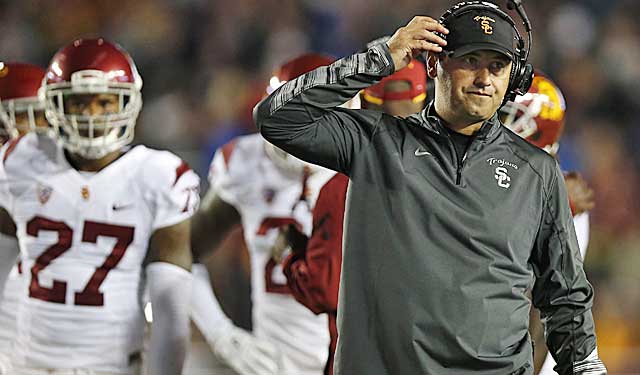 A loss at Boston College sent Steve Sarkisian and the Trojans plummeting in the rankings. (Getty Images)