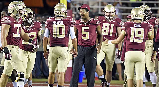 Jameis Winston rejoins teammates Saturday after first taking the field in full pads. (USATSI)