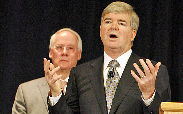 Mark Emmert announced the NCAA's unprecedented Penn State penalties in July 2012. (USATSI)