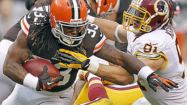  Cleveland's Trent Richardson had 267 carries last season as a rookie and should get 50 more. (USATSI)