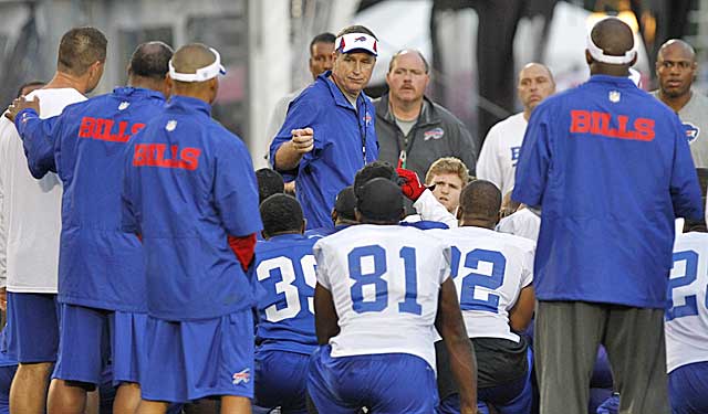 At his first NFL camp, Doug Marrone already has had a brief skirmish with the media. (USATSI)