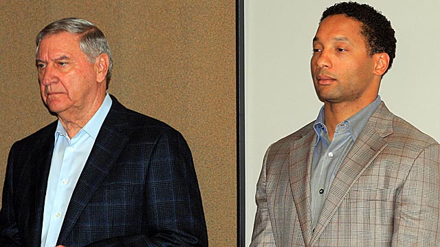 Buddy Nix (left) couldn't turn around the Bills; now Doug Whaley (right) gets his chance. (USATSI)