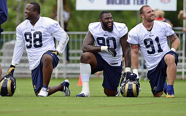 Jake Long, right, at 28 is the old man on a Rams' D-line with Kendall Langford and Michael Brockers. (USATSI)