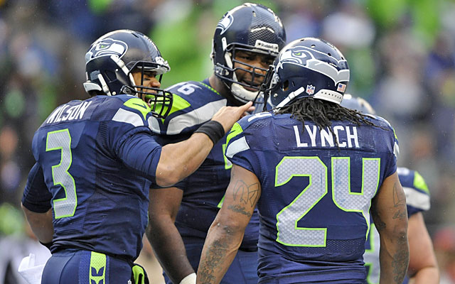 Russell Wilson Marshawn Lynch Richard Sherman Signed Seahawks