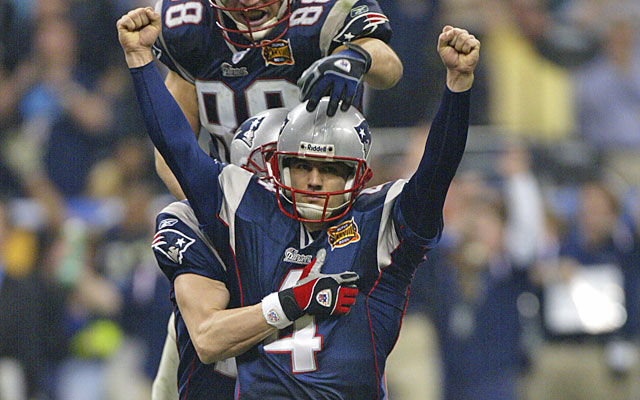 For the second time in three years, an Adam Vinatieri kick lifted the Patriots to a title. (Getty Images)