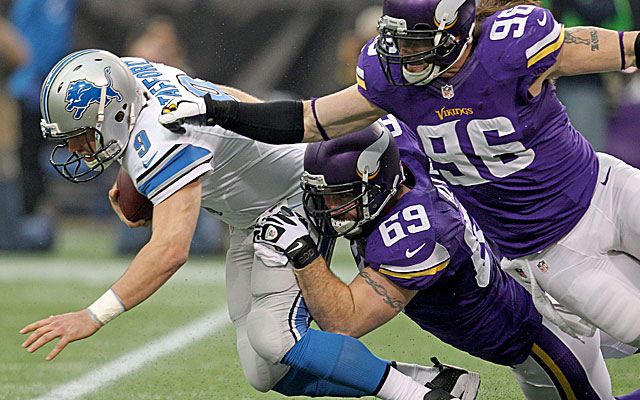 Minnesota Vikings DE Jared Allen has terrorized NFC Central QBs for a decade but could leave via free agency. (USATSI)