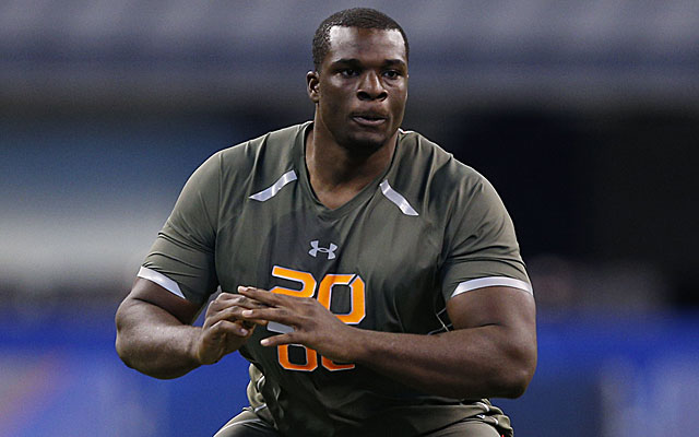 Cyrus Kouandjio had a poor showing at the combine, leading to reports he had failed physicals. (Getty)