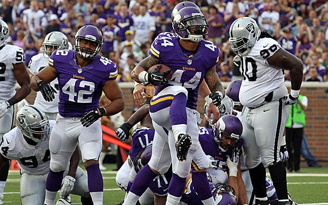 Matt Asiata figures to see an increased workload with Adrian Peterson gone. (USATSI)