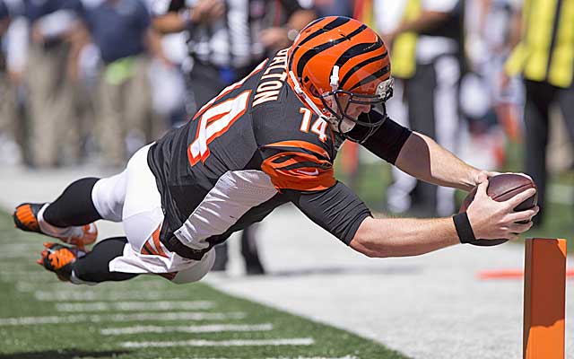 Andy Dalton scores his first TD as a receiver in a win over the Titans.(USATSI)