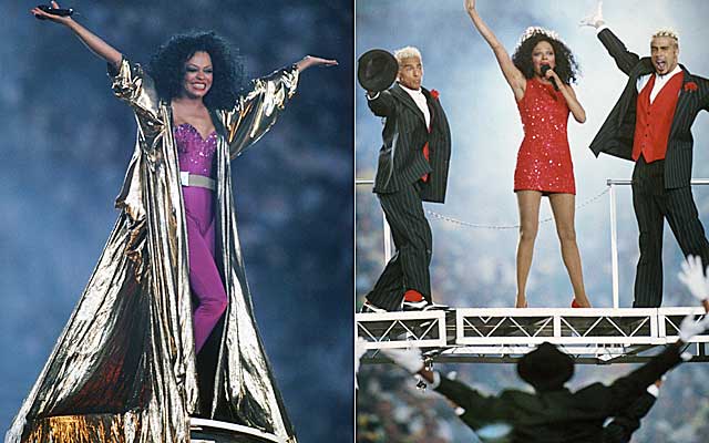 Diana Ross setting a Guiness record for world's largest golden Mumu.  (USATSI)