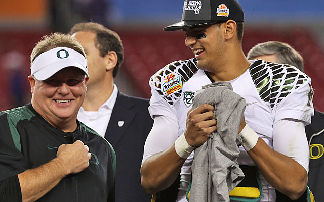 Chip Kelly's offense could reach its full potential with Marcus Mariota at the controls. (Getty Images)