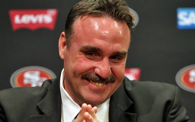 Jim Tomsula isn't worrying about San Francisco's eventful offseason. (Getty Images)