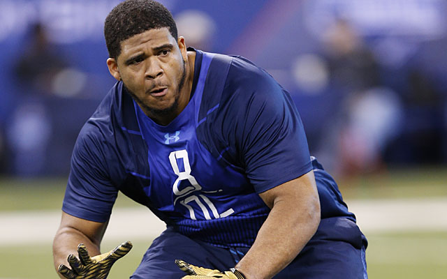 Offensive lineman La'el Collins, once a first-round prospect, is sliding down draft boards. (Getty Images)