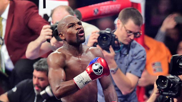 Floyd Mayweather is one win from Rocky Marciano's 49-0 career record.  (Getty Images)