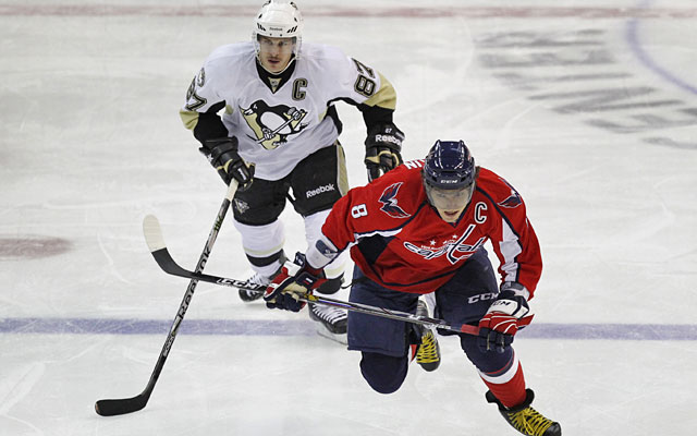 Sidney Crosby and Alexander Ovechkin at the 2017 NHL All Star Game in LA